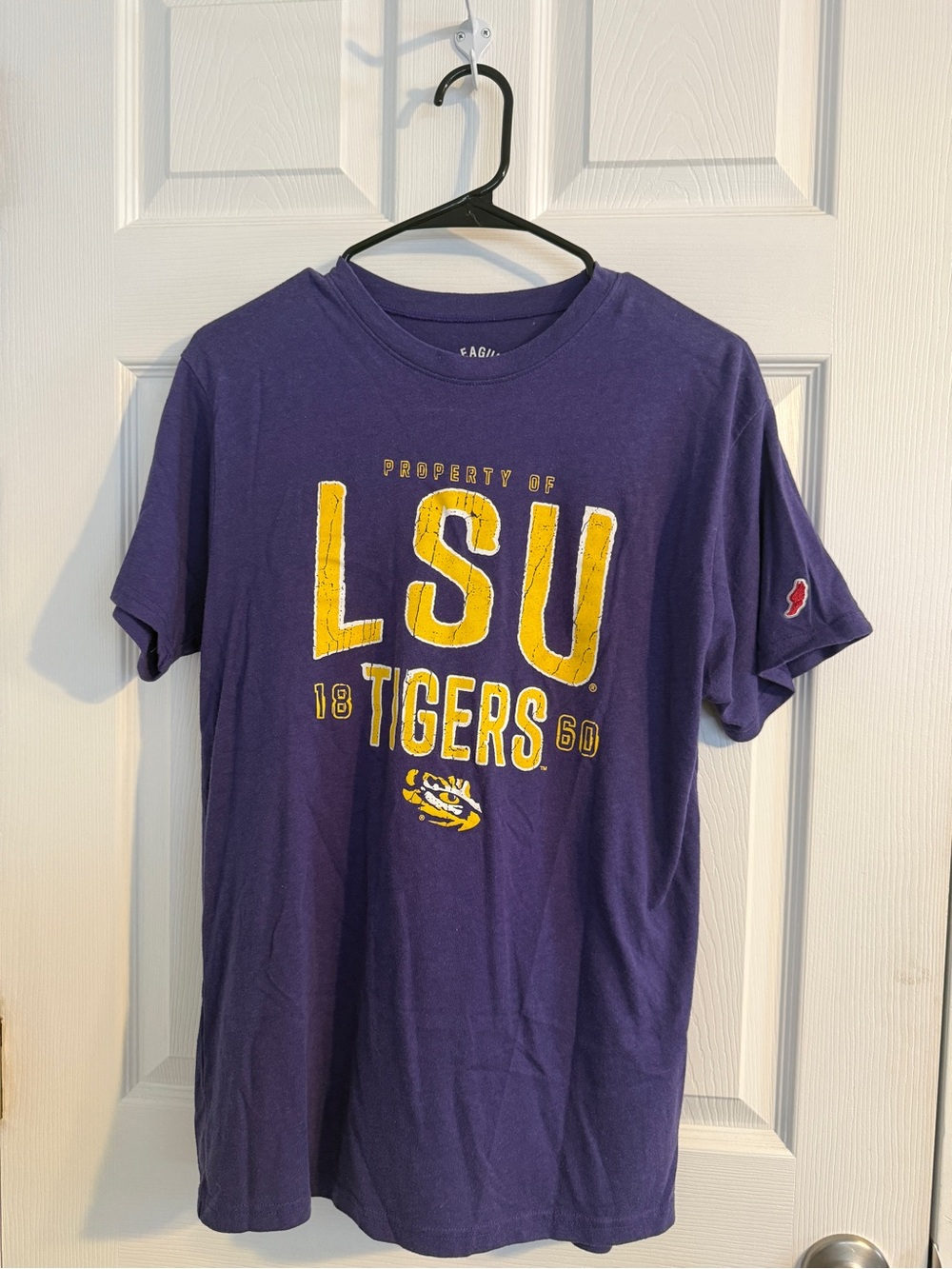 League Purple LSU Tigers Short Sleeve Tee with Yellow Graphic